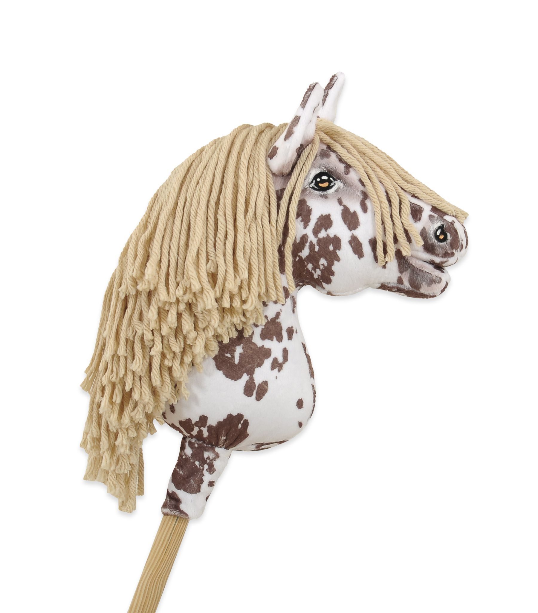 Hobby Horse Mały koń na kiju Premium tarantowaty biało-brązowy z beżową grzywą A4