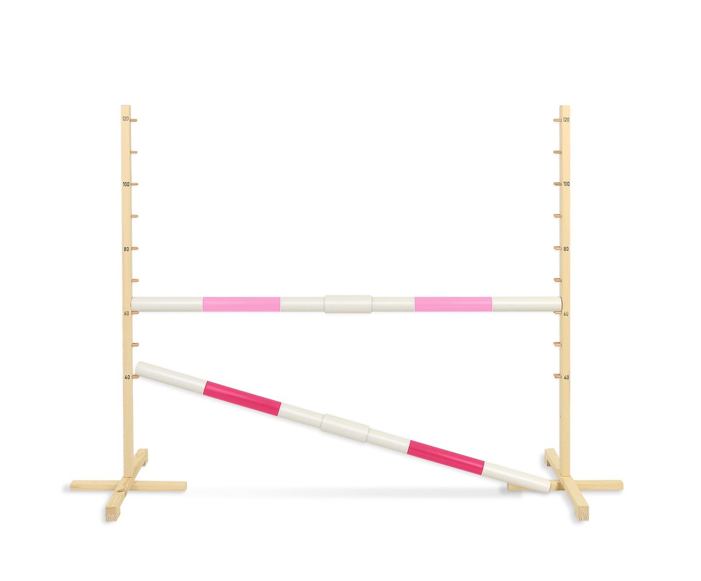 Przeszkoda skokowa do Hobby Horse 160cm, h-120 cm, dwie belki - jasny róż i ciemny róż