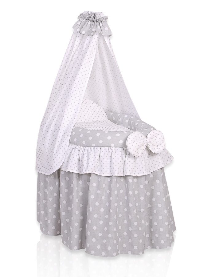Wózek dla lalek Kosz Mojżesza dla lalek z baldachimem LITTLE PRINCESS różowy
