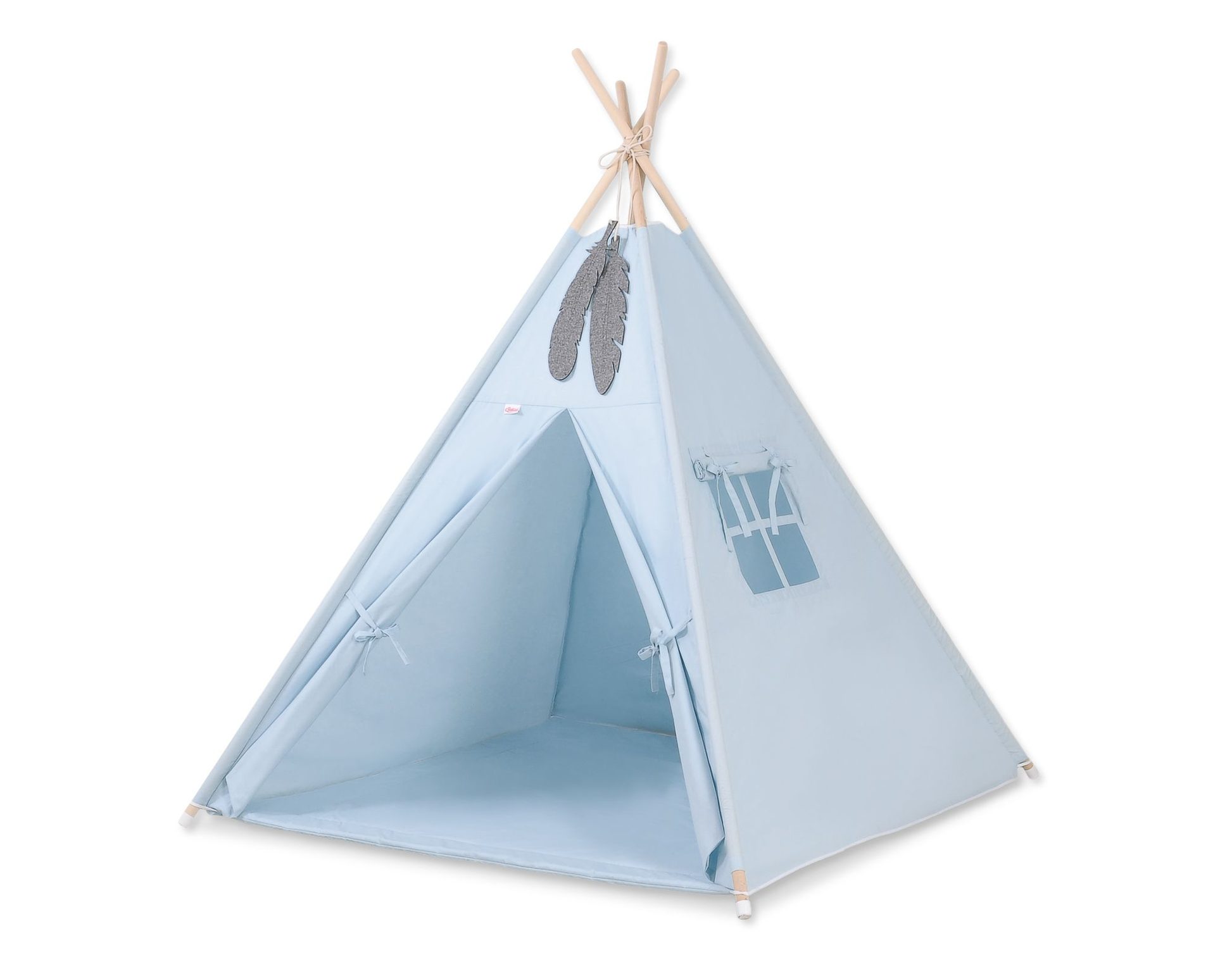 Namiot TIPI dla dzieci +mata + zawieszki pióra - Chevron różowy