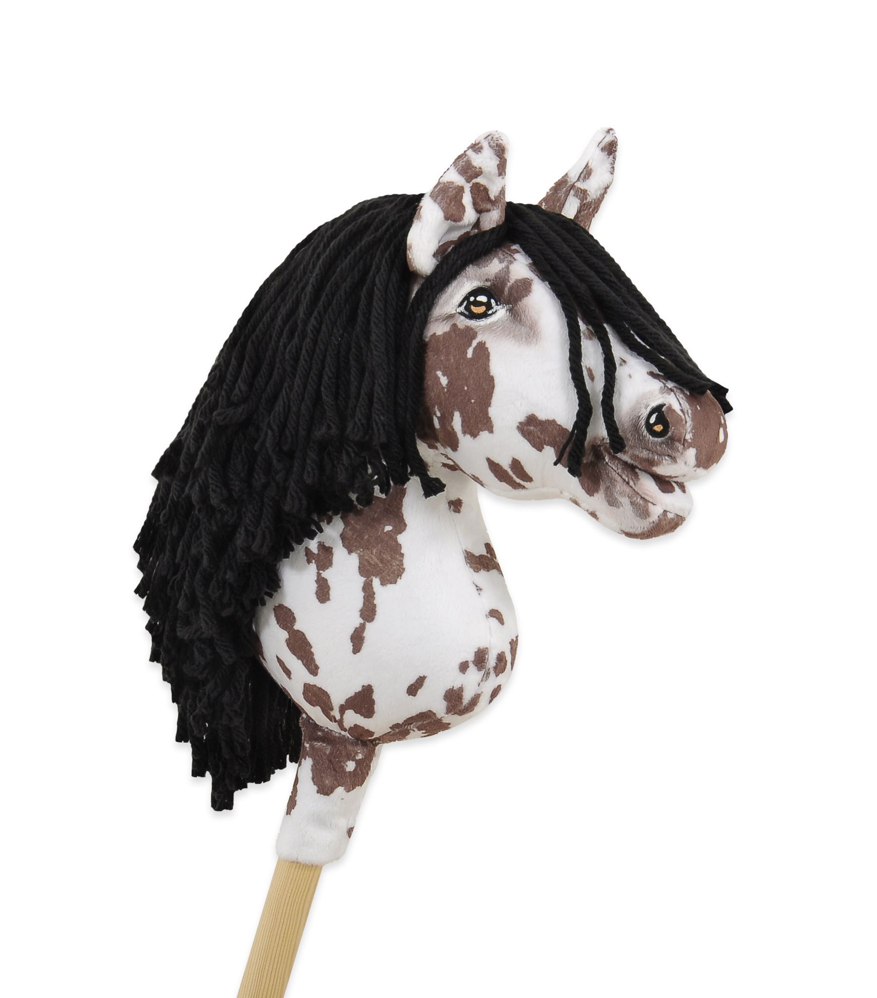 Hobby Horse Mały koń na kiju Premium tarantowaty biało-brązowy z czarną grzywą A4