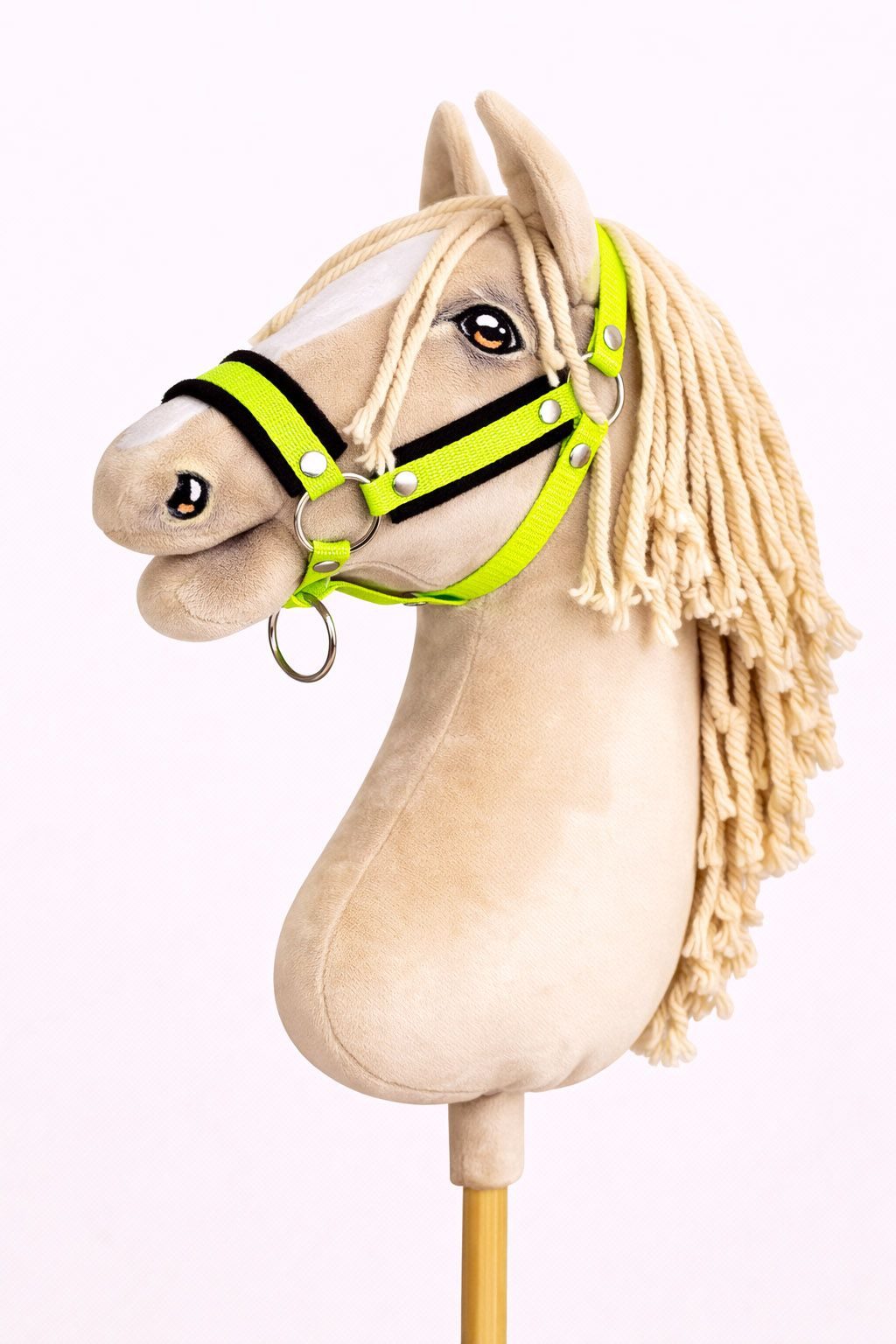 Kantar regulowany dla konia Hobby Horse A3 neon green białym futerkiem
