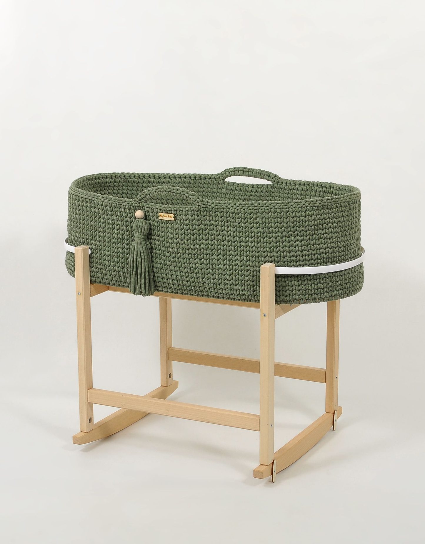 Kosz Mojżesza BOHO Handmade z kołyską - śmietanka