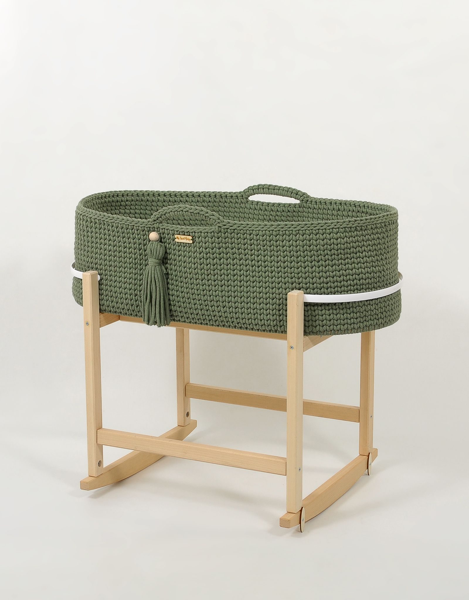 Kosz Mojżesza BOHO Handmade z kołyską - śmietanka