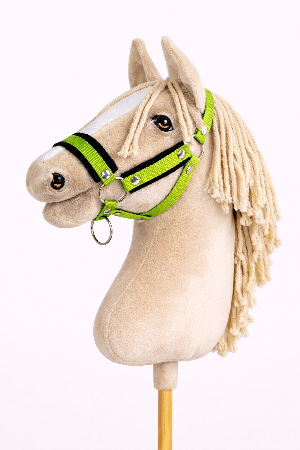 Kantar regulowany dla konia Hobby Horse A3 limonka białym futerkiem