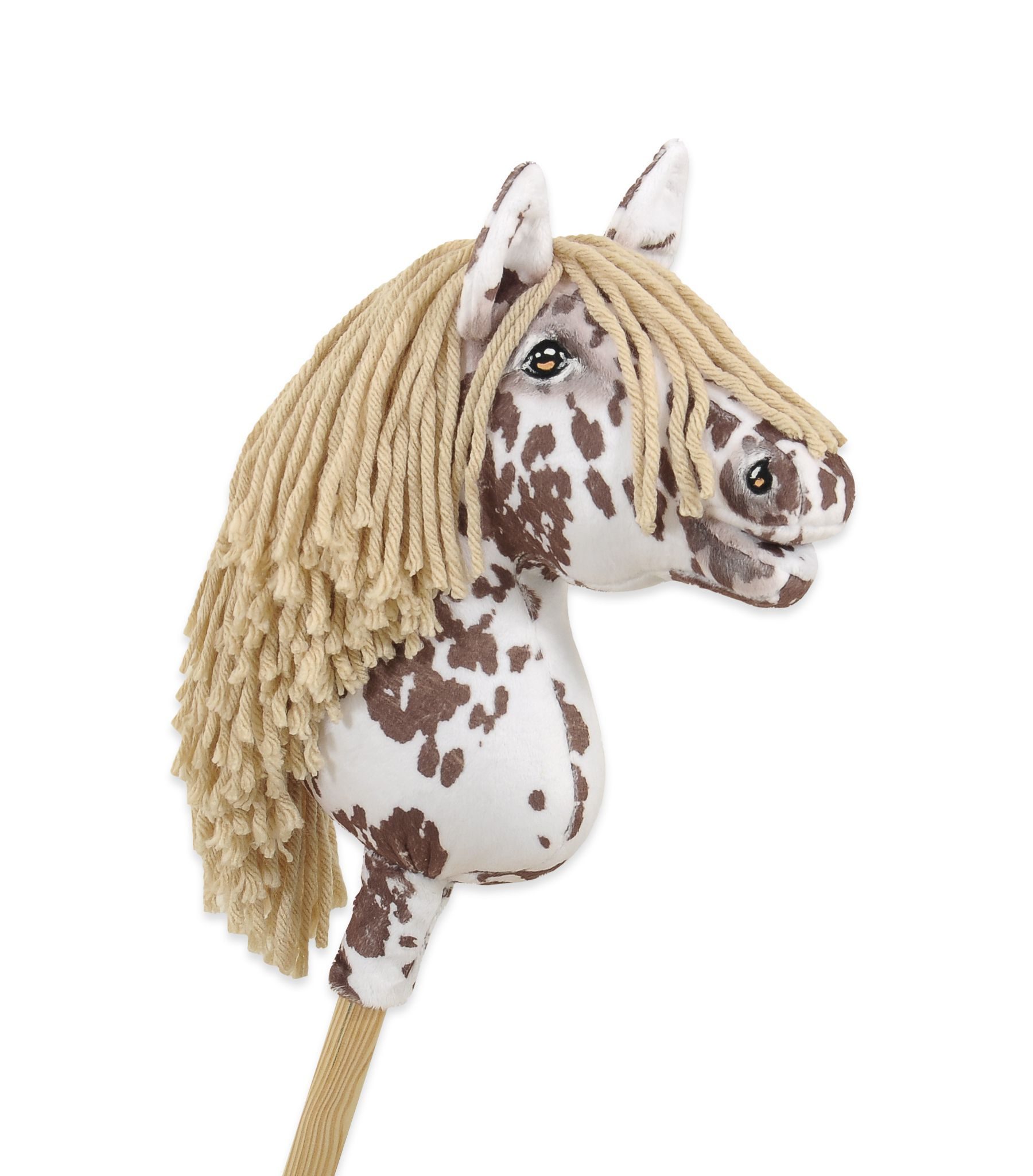 Hobby Horse Mały koń na kiju Premium tarantowaty biało-brązowy z beżową grzywą A4