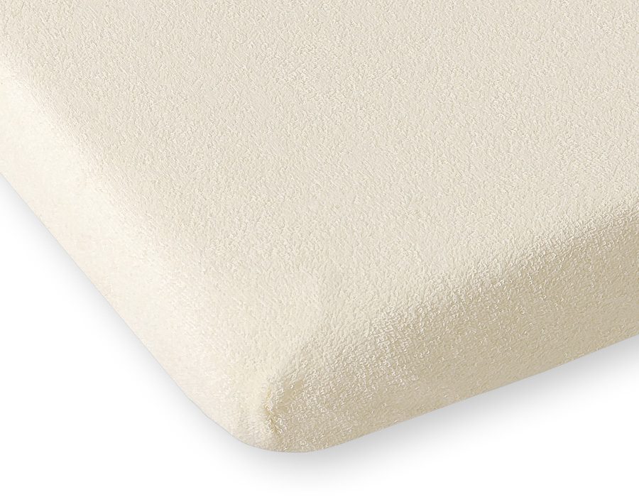 Prześcieradło frotte z gumką do łóżeczka 120x60cm - kremowe