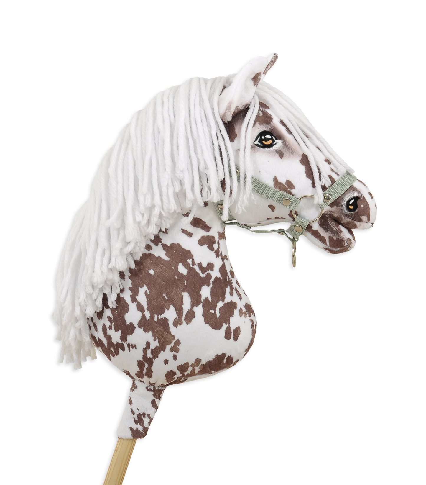 Hobby Horse Duży koń na kiju Premium - tarantowaty biało-brązowy z białą grzywą A3