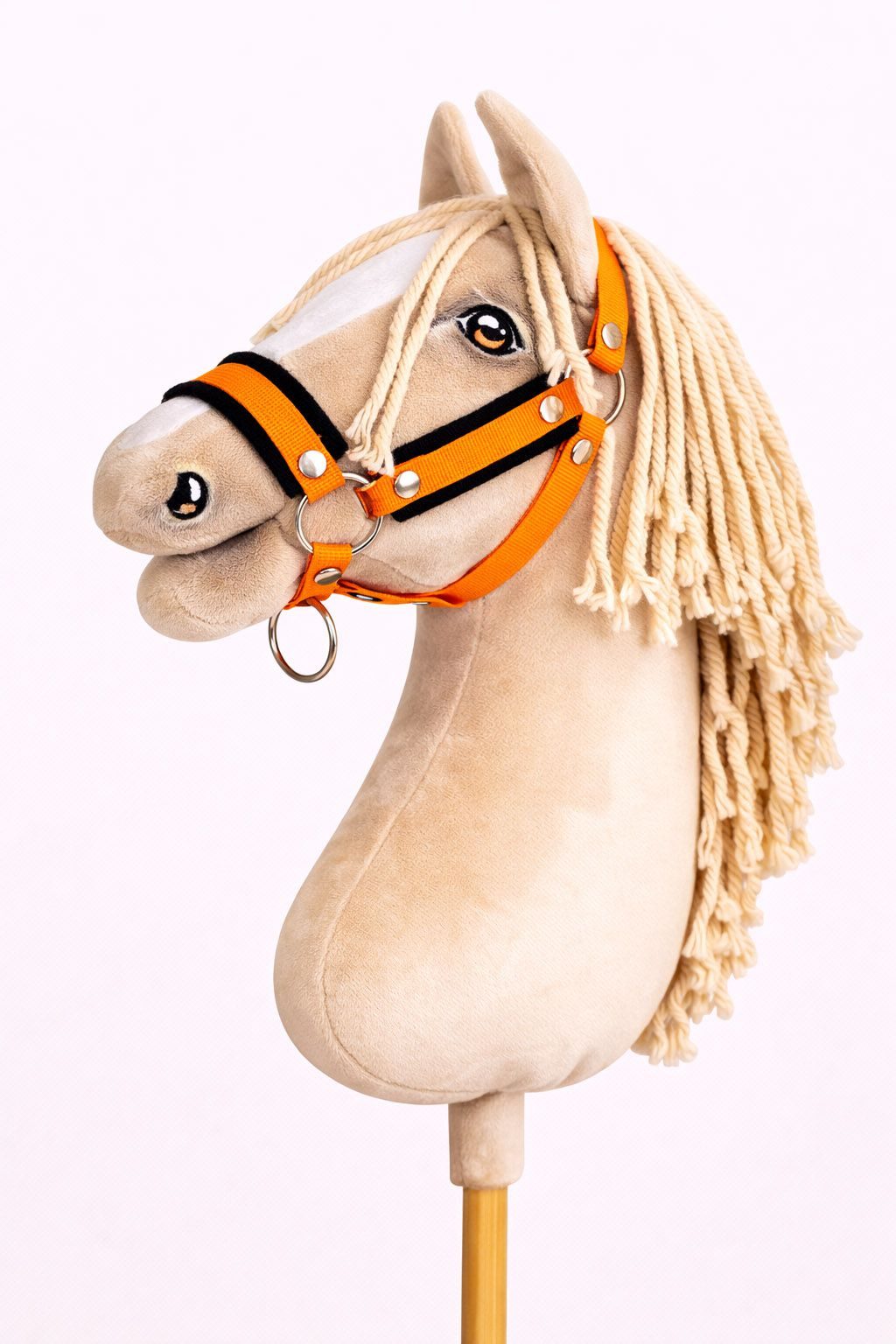 Kantar regulowany dla konia Hobby Horse A3 neon orange białym futerkiem
