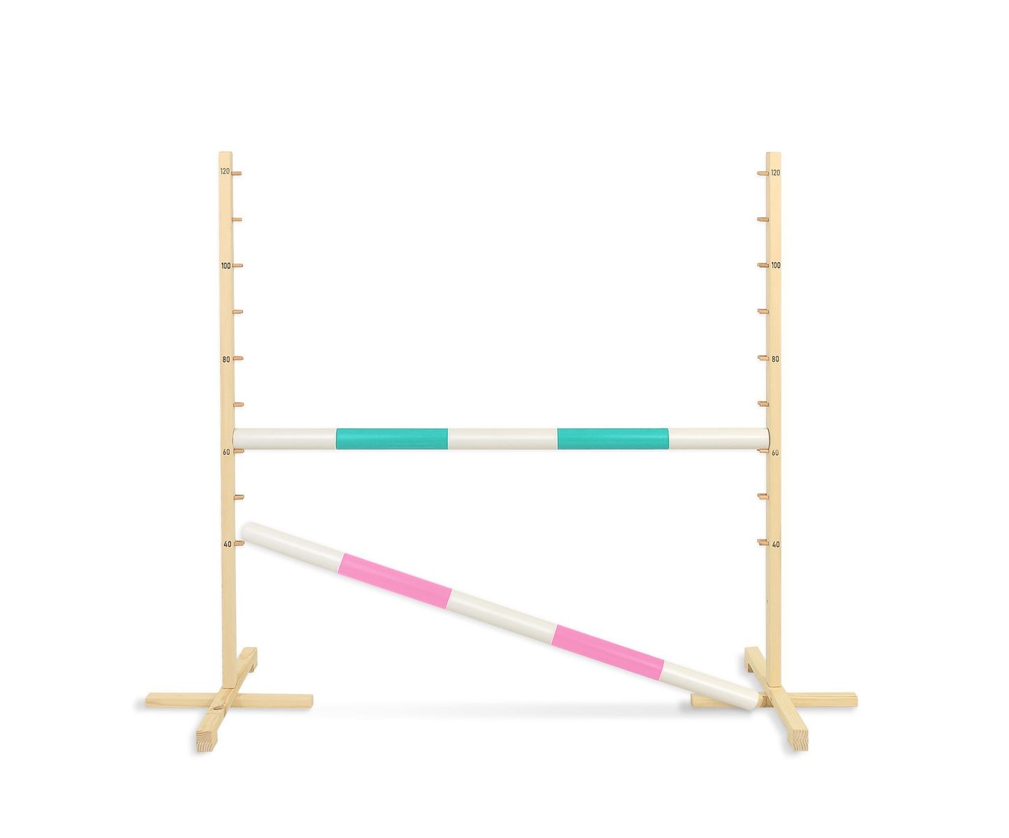 Przeszkoda skokowa do Hobby Horse 120cm, dwie belki - miętowa i jasny róż