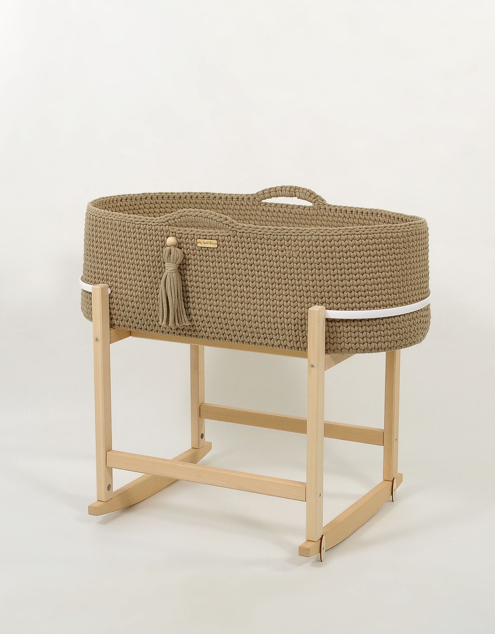 Kosz Mojżesza BOHO Handmade z kołyską - śmietanka