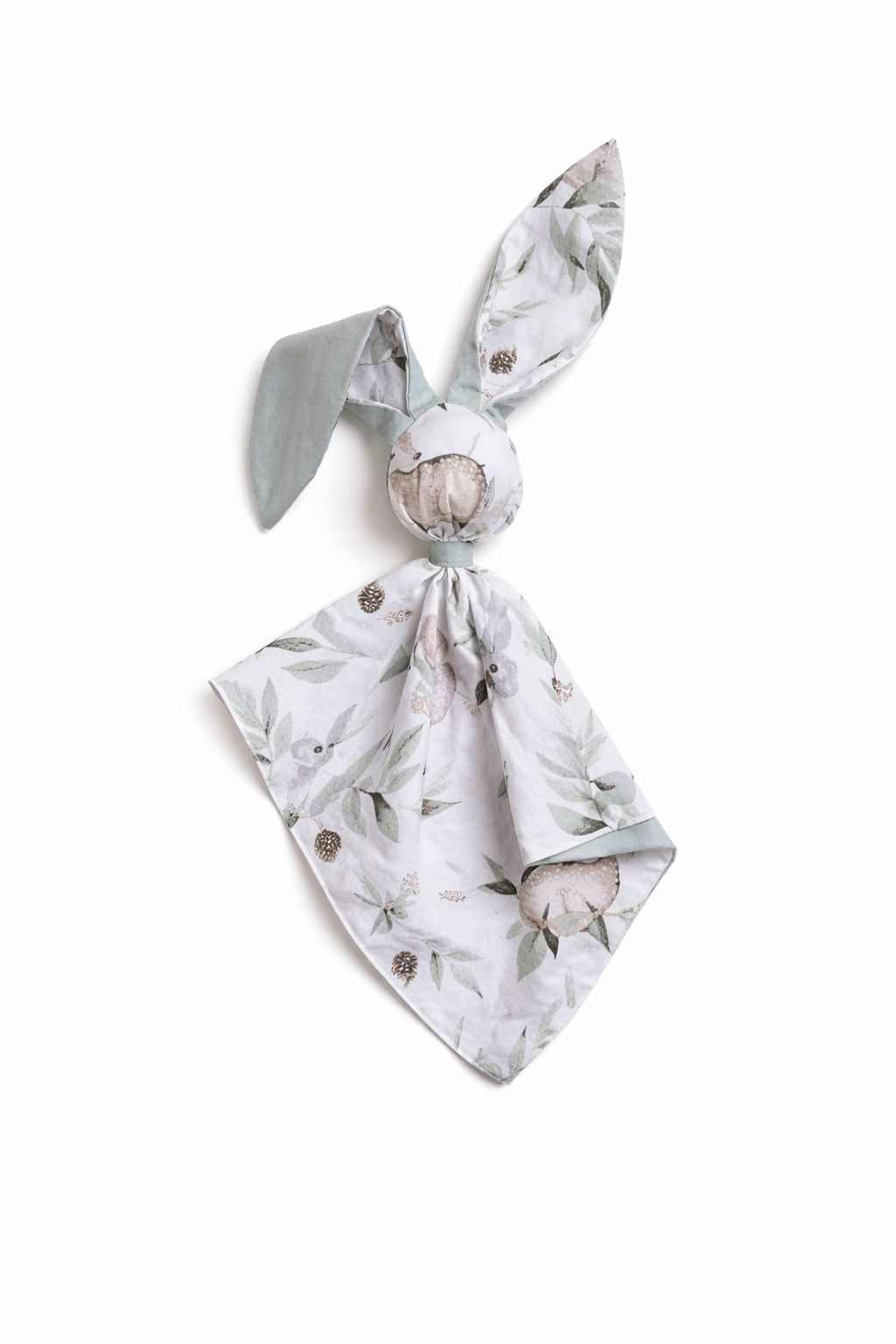 Miękka przytulanka DOUDOU kocyk króliczek z bawełny -Woodland olive/ szałwia