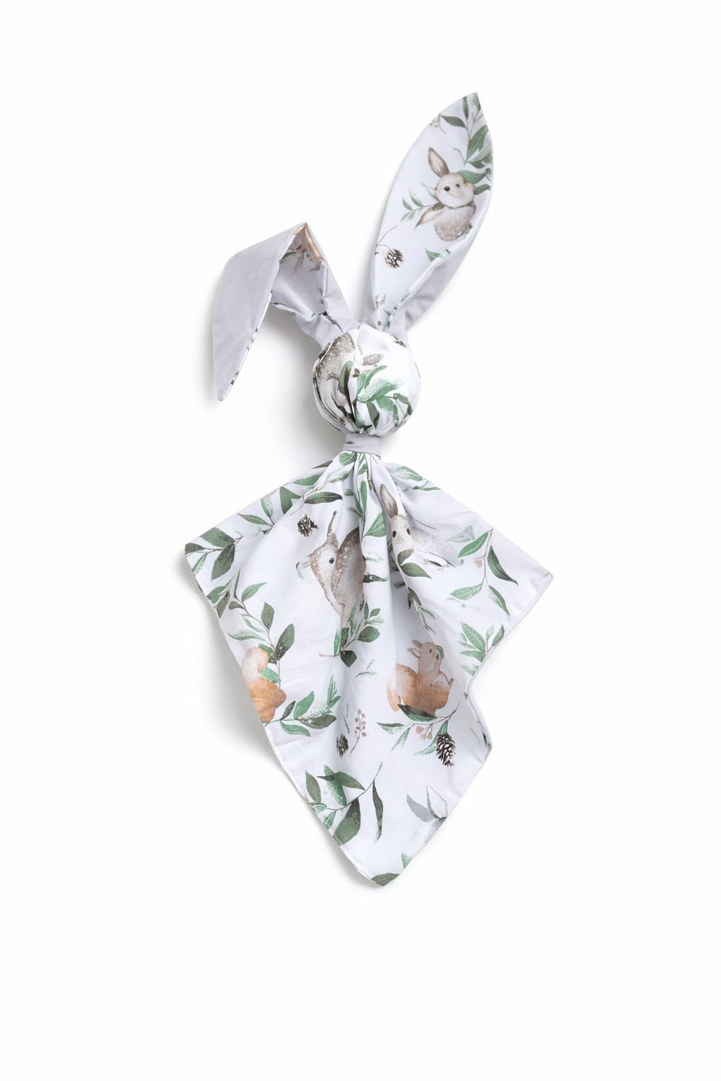 Miękka przytulanka DOUDOU kocyk króliczek z bawełny -Woodland green/ szary
