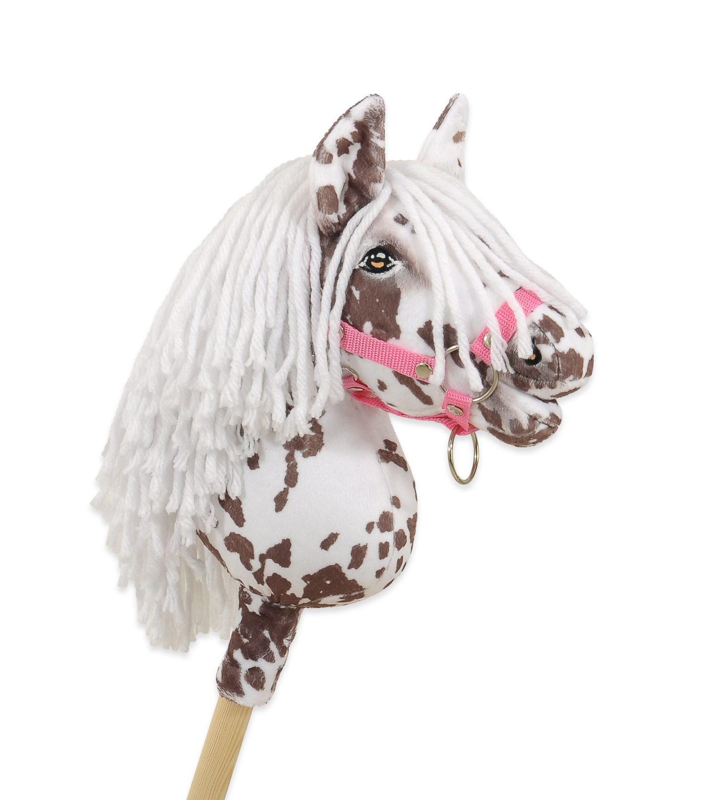Hobby Horse Mały koń na kiju Premium tarantowaty biało-brązowy z białą grzywą A4
