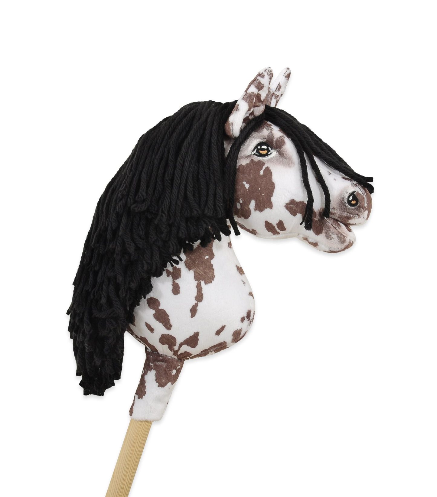 Hobby Horse Mały koń na kiju Premium tarantowaty biało-brązowy z czarną grzywą A4