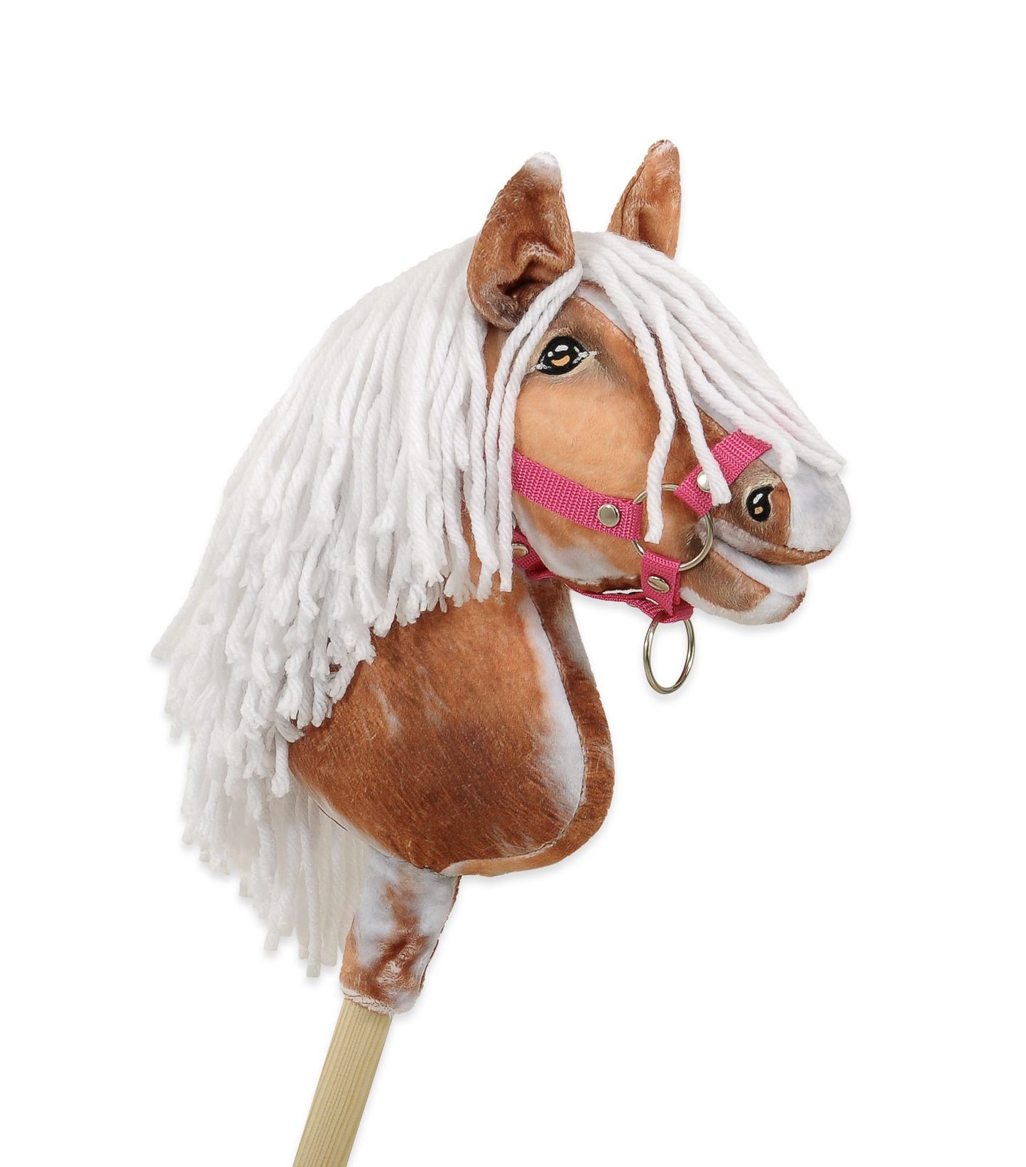 Hobby Horse Średni koń na kiju Premium srokaty tobiano z białą grzywą A4