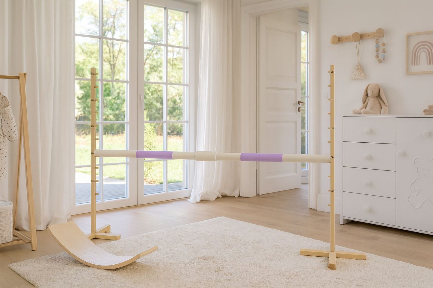 Przeszkoda skokowa do Hobby Horse 160cm, h-120 cm, belka jasny fiolet