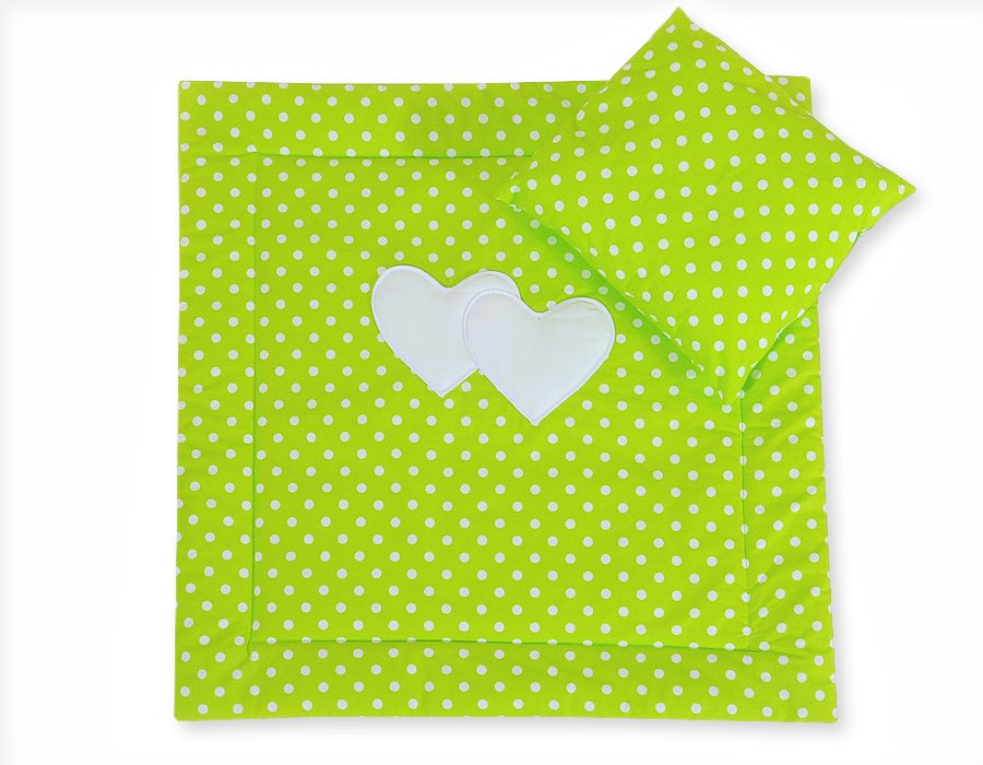 Pościel do wózka z wypełnieniem kołderka i poduszka - Serduszka różowe