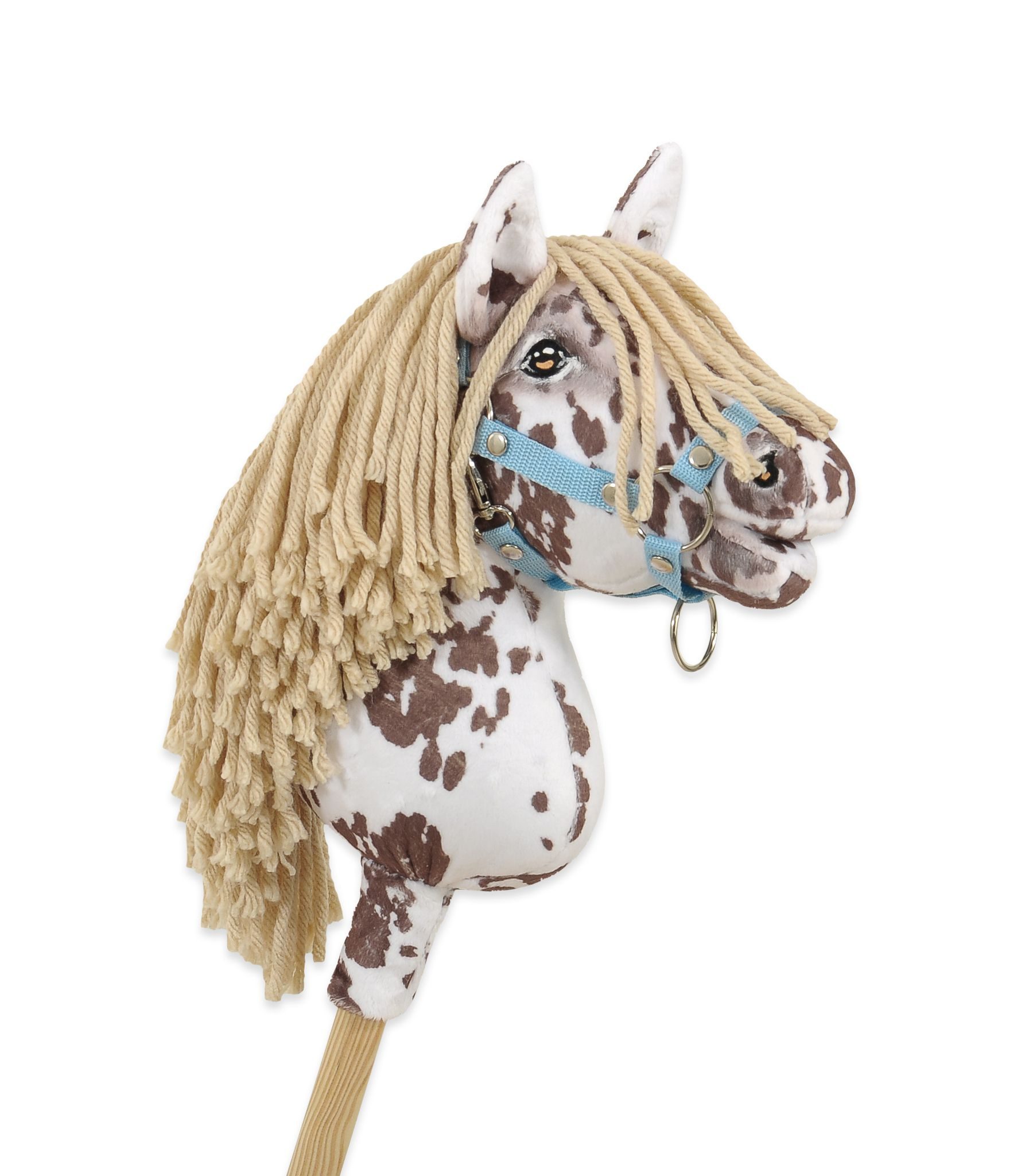 Hobby Horse Mały koń na kiju Premium tarantowaty biało-brązowy z beżową grzywą A4