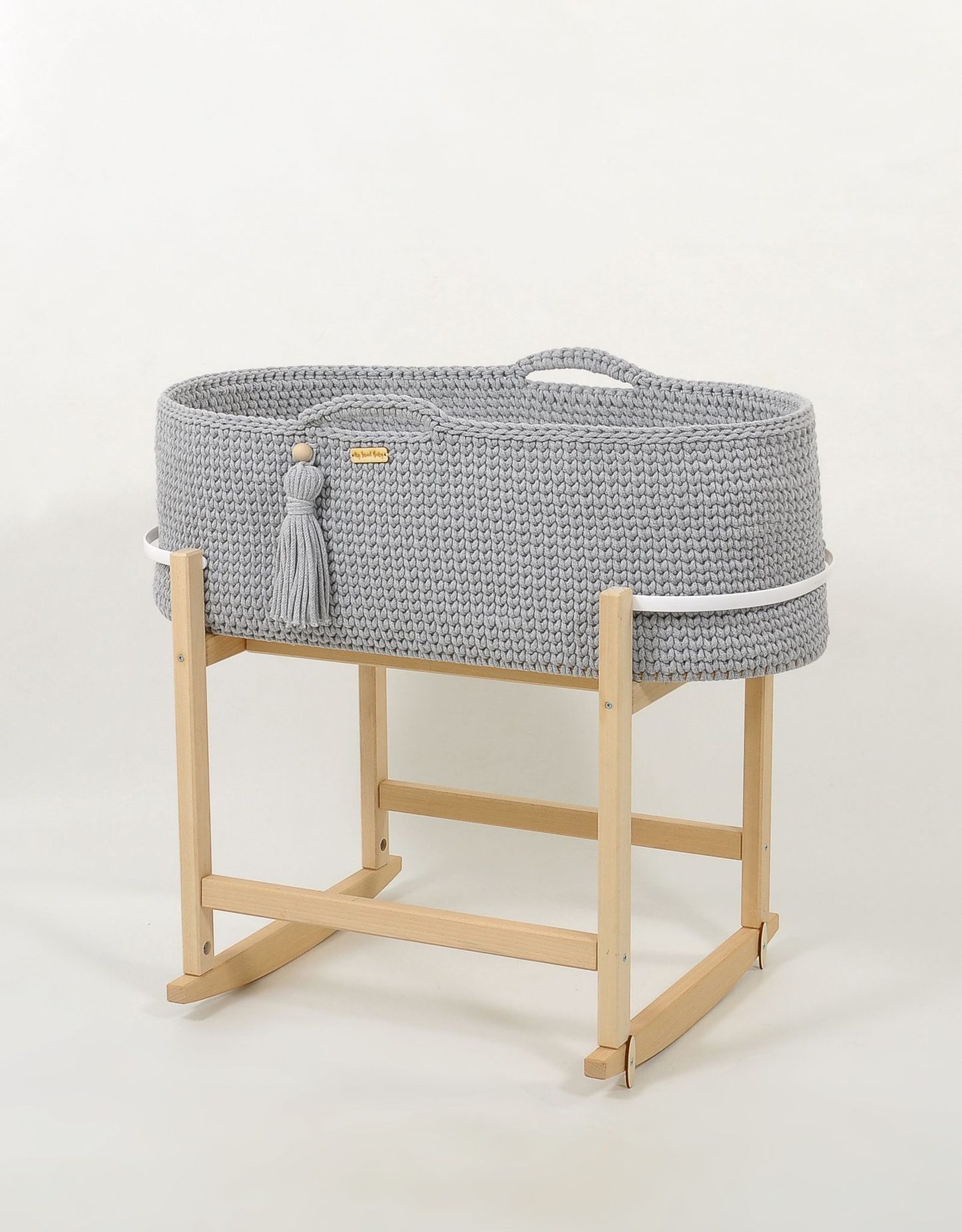Kosz Mojżesza BOHO Handmade z kołyską - śmietanka