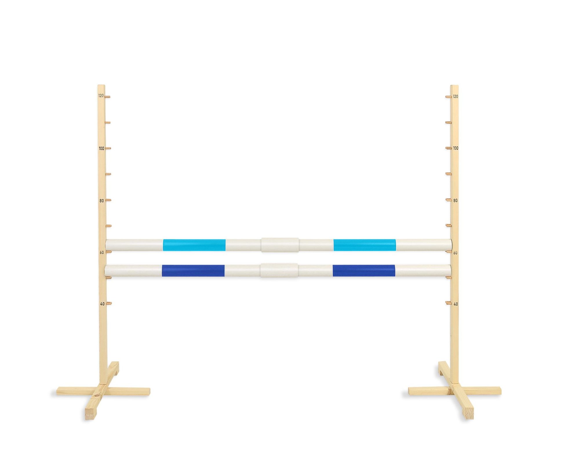 Przeszkoda skokowa do Hobby Horse 160cm, h-120 cm, dwie belki - jasny niebieski i ciemny niebieski