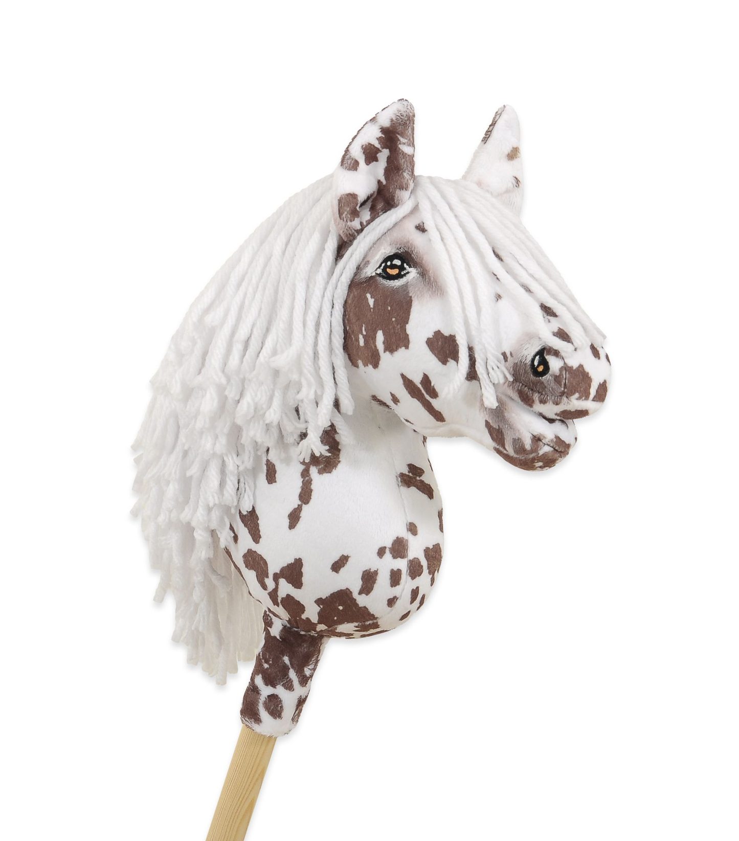 Hobby Horse Mały koń na kiju Premium tarantowaty biało-brązowy z białą grzywą A4