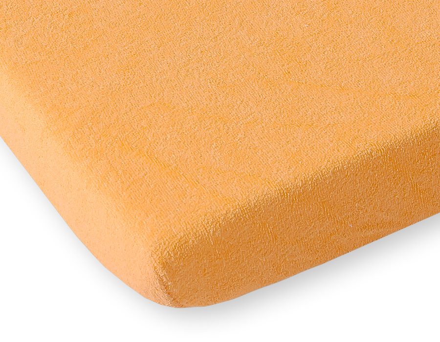 Prześcieradło frotte z gumką do łóżeczka 140x70cm - brzoskwiniowe