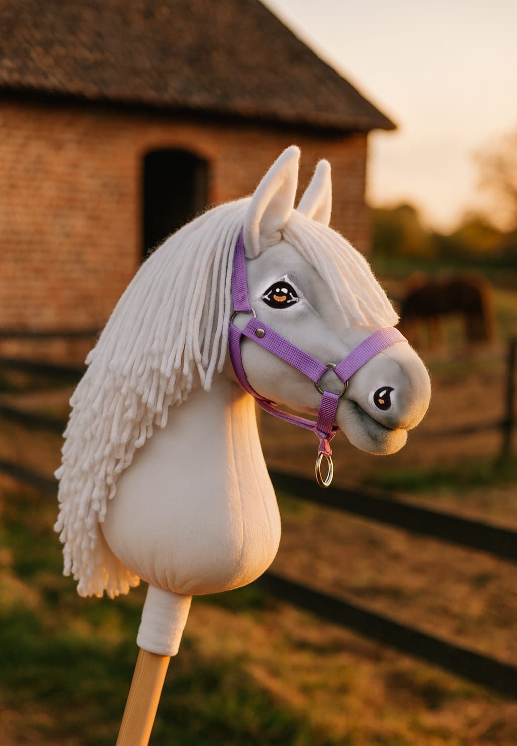 Hobby Horse Duży koń na kiju Premium - biały A3