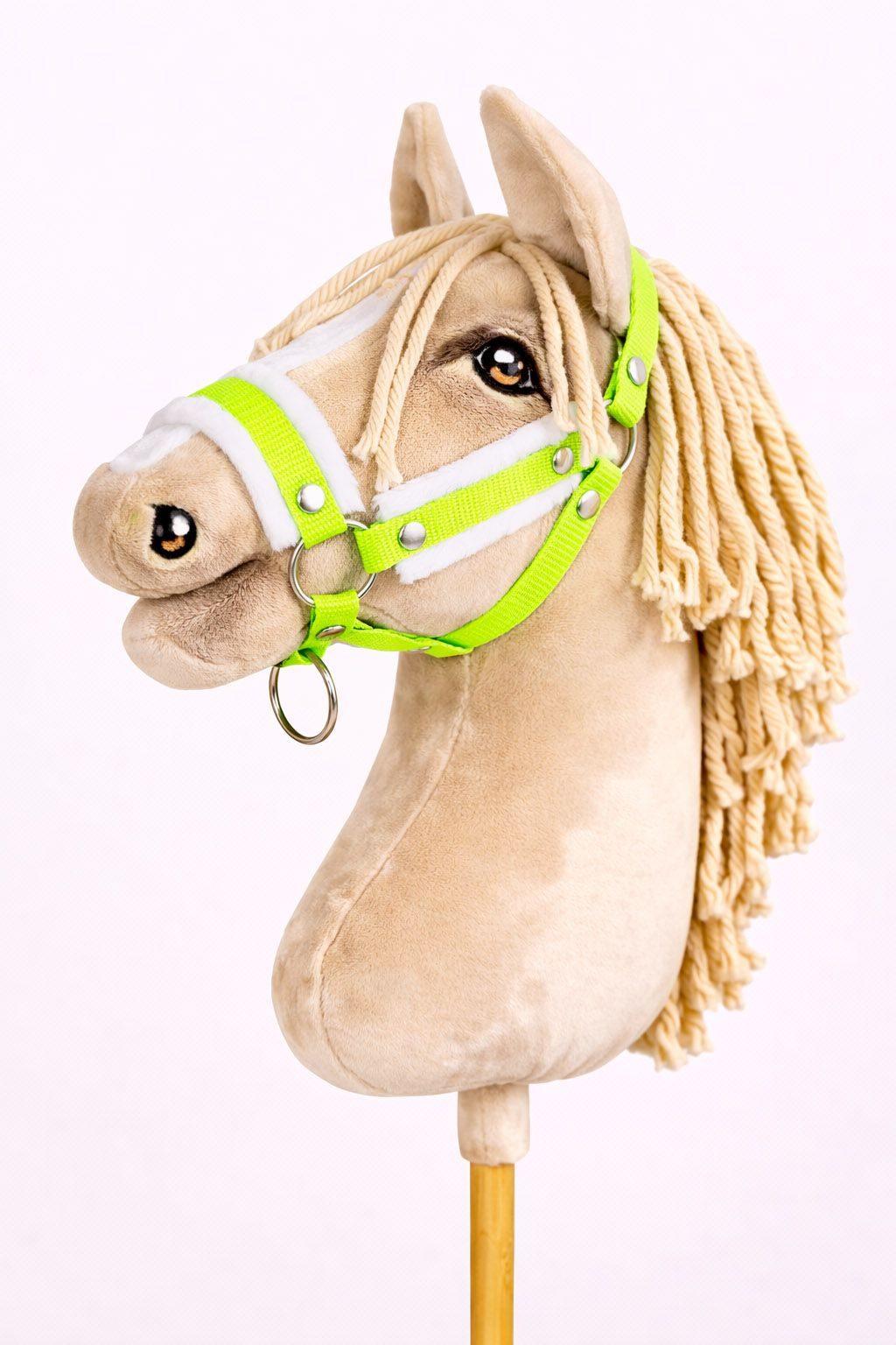 Kantar regulowany dla konia Hobby Horse A3 neon green białym futerkiem