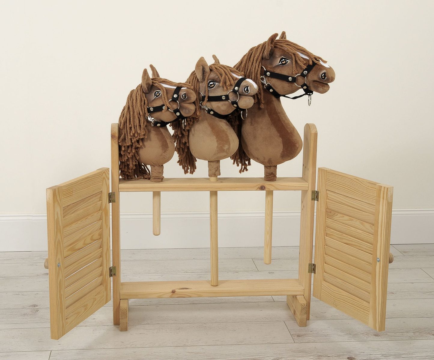Hobby Horse Mały koń na kiju Premium tarantowaty biało-brązowy z białą grzywą A5
