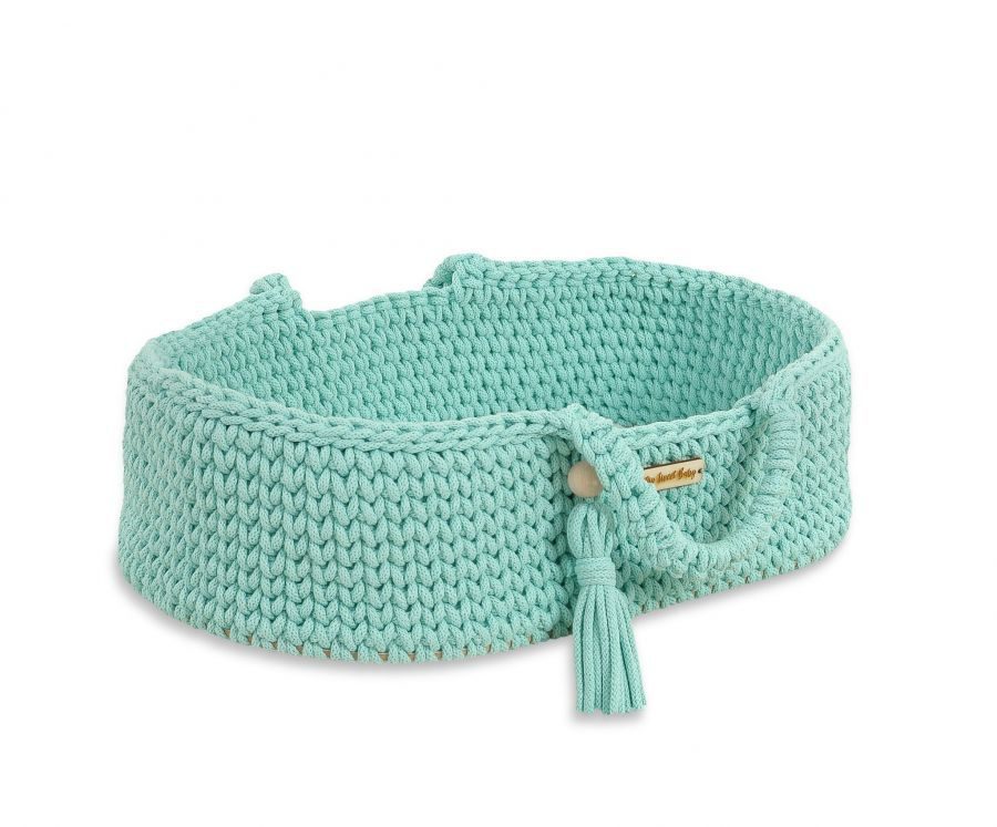 Kosz Mojżesza BOHO bawełniany nosidełko dla lalek - jasny szary