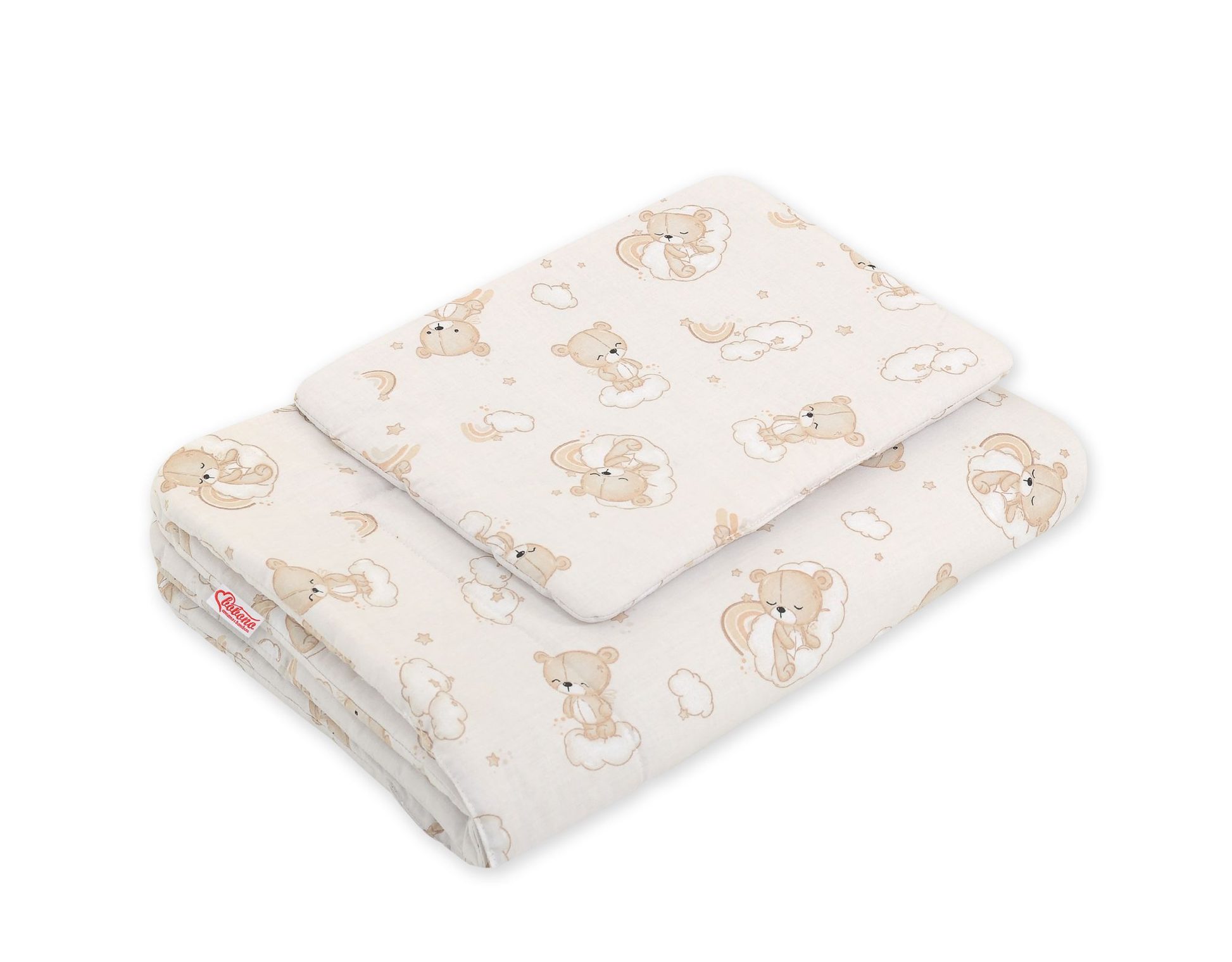 Komplet pościeli dla niemowląt z wypełnieniem 2-cz 75x100cm NEWBORN - misie niebieskie