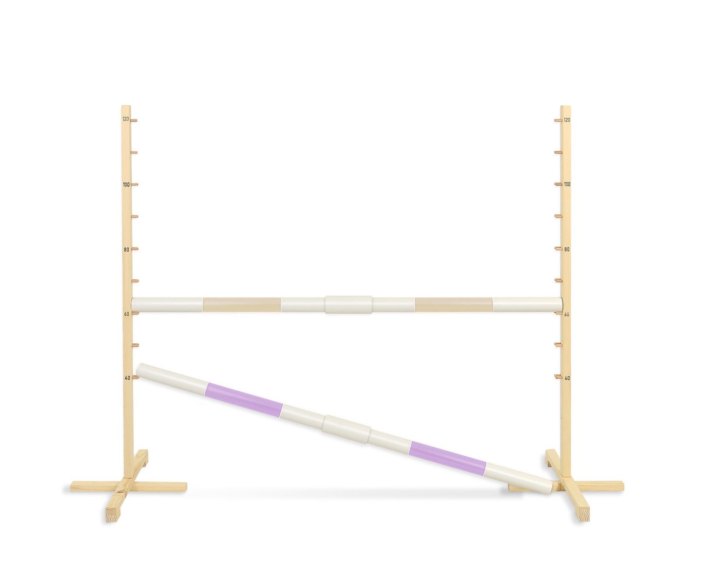 Przeszkoda skokowa do Hobby Horse 160cm, h-120 cm, dwie belki - beżowa i jasny róż