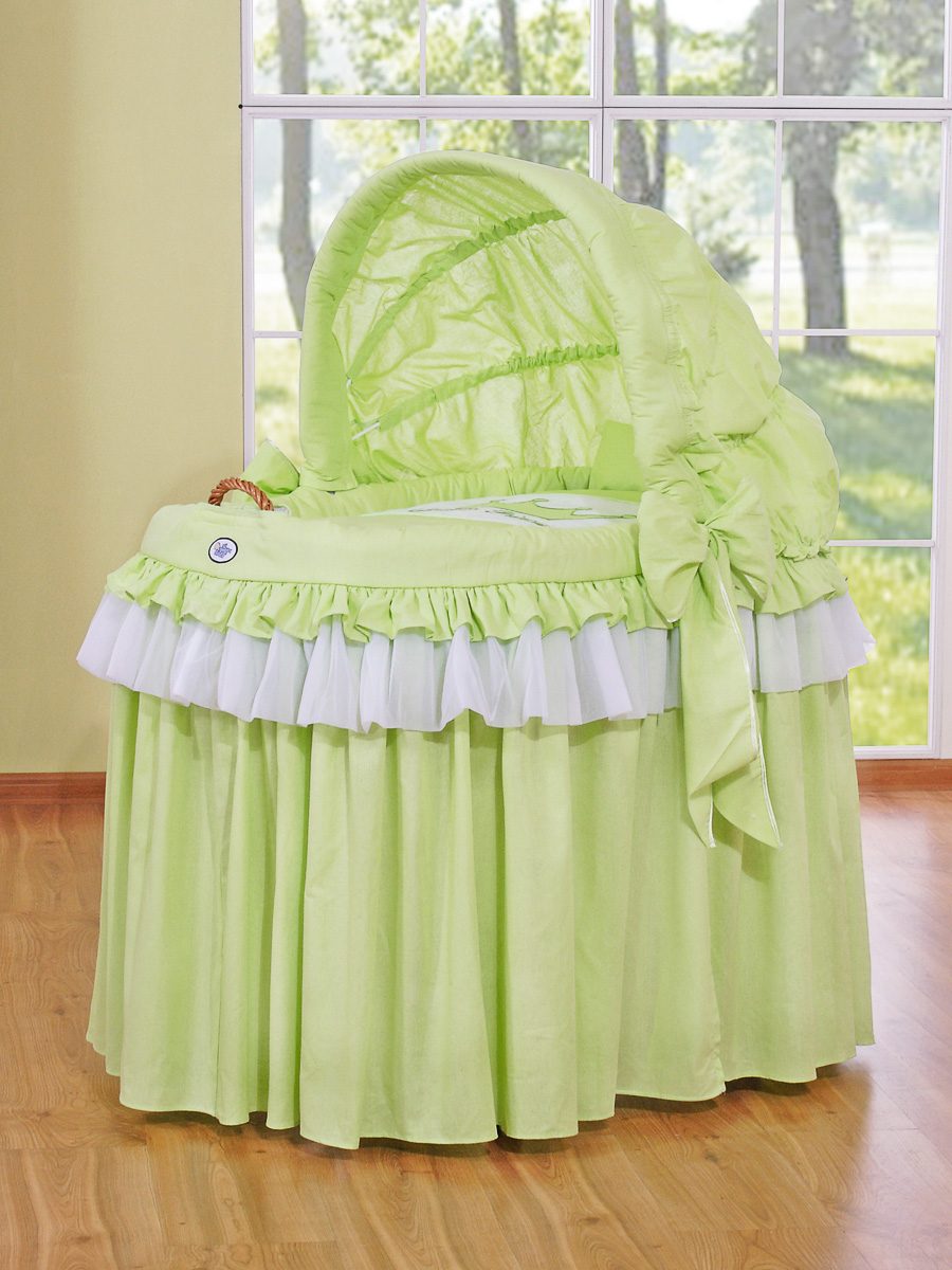 Kosz Mojżesza wiklinowy ze składaną budką - Little Princess zielony