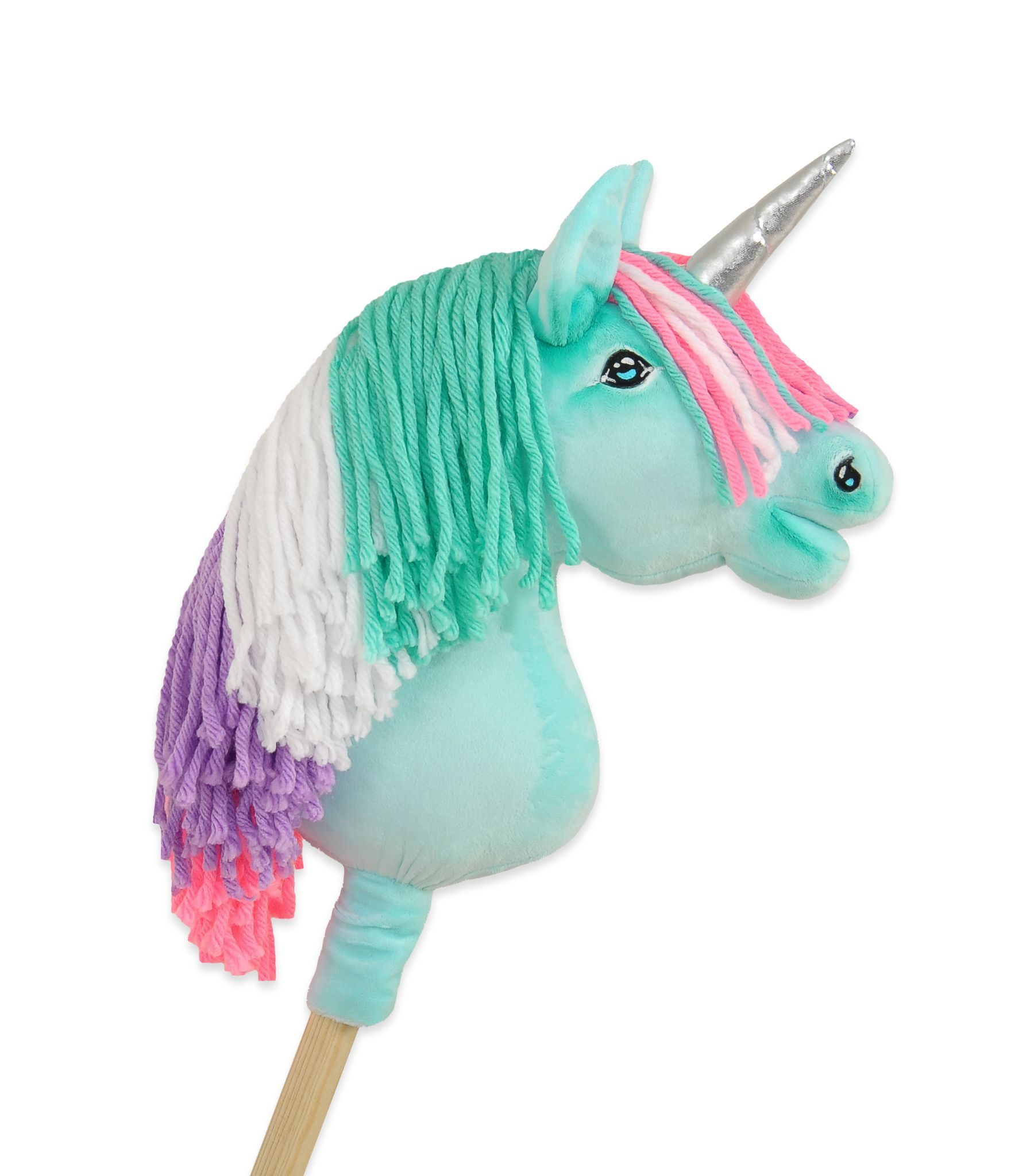 Hobby Horse Jednorożec na kiju różowy z różową grzywą i złotym rogiem A4