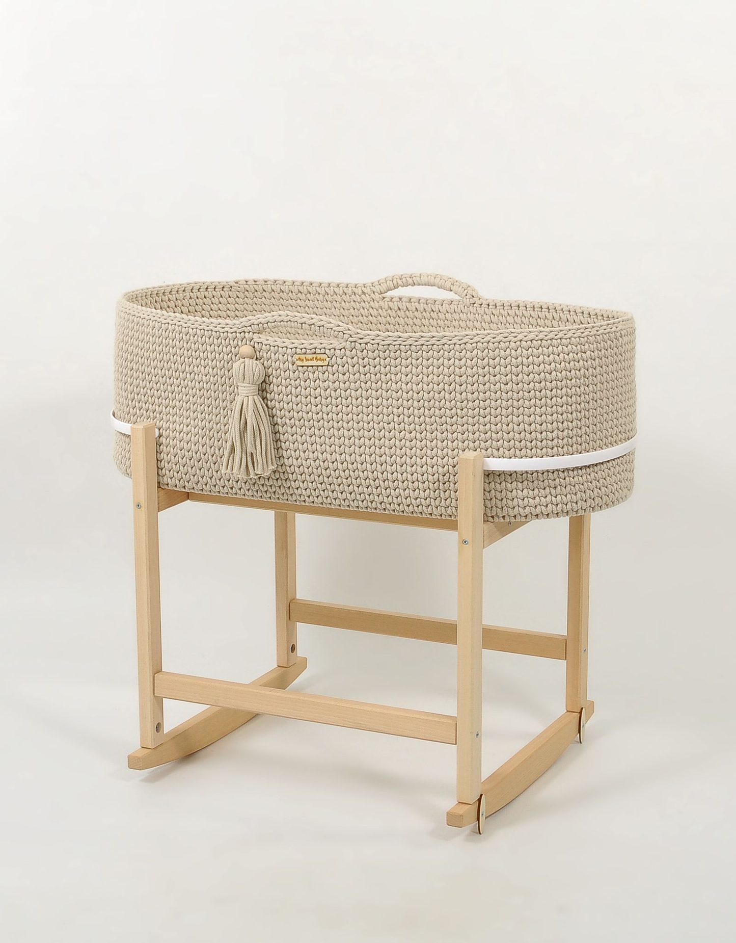 Kosz Mojżesza BOHO Handmade z kołyską - śmietanka