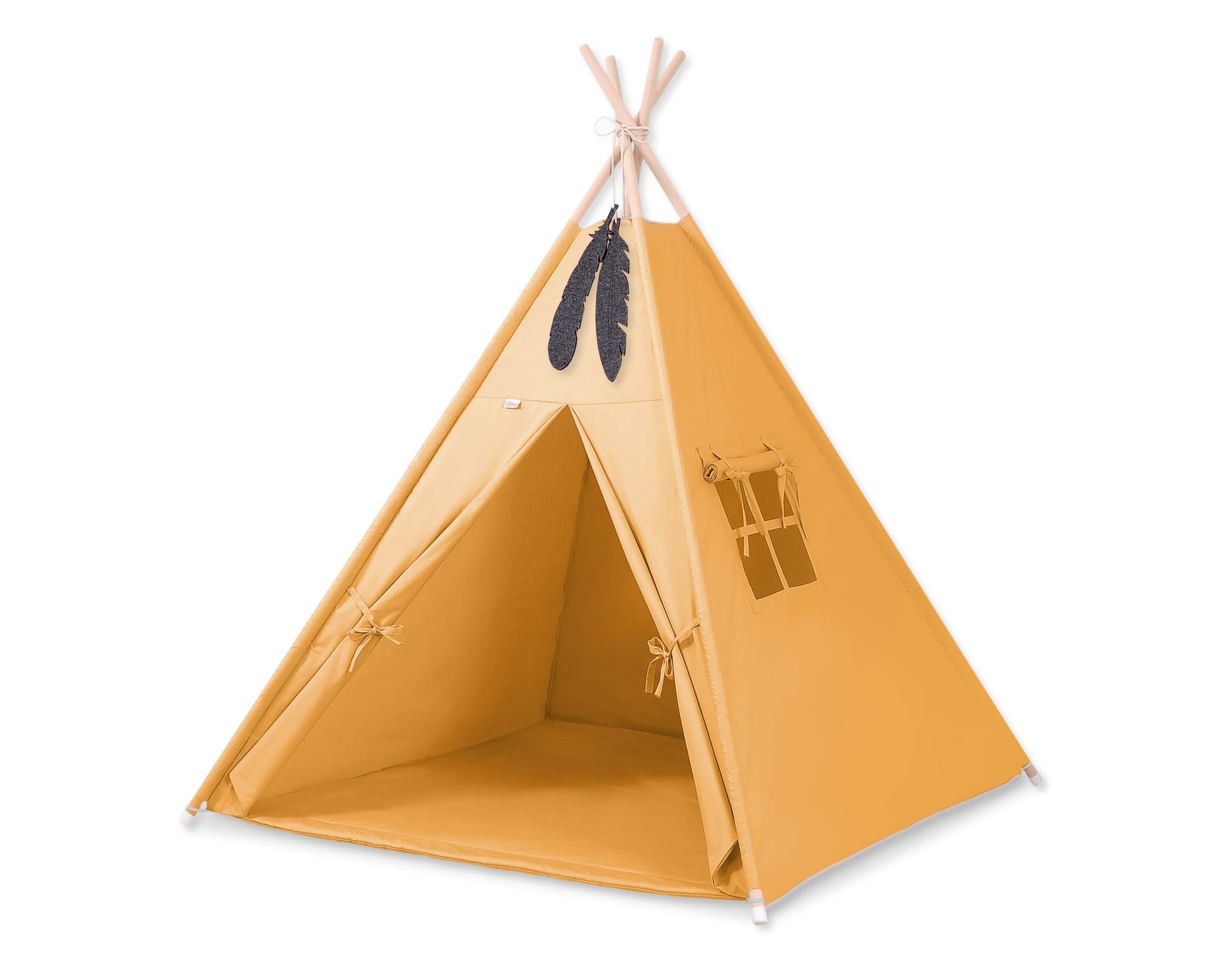 Namiot TIPI dla dzieci +mata + zawieszki pióra - Chevron różowy