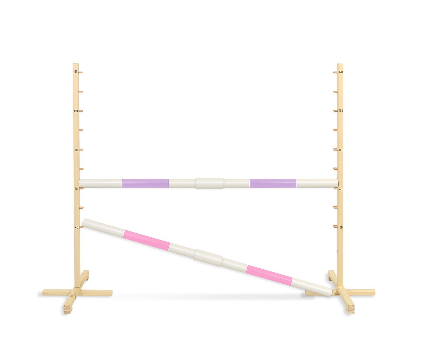 Przeszkoda skokowa do Hobby Horse 160cm, h-120 cm, dwie belki - jasny fiolet i jasny róż