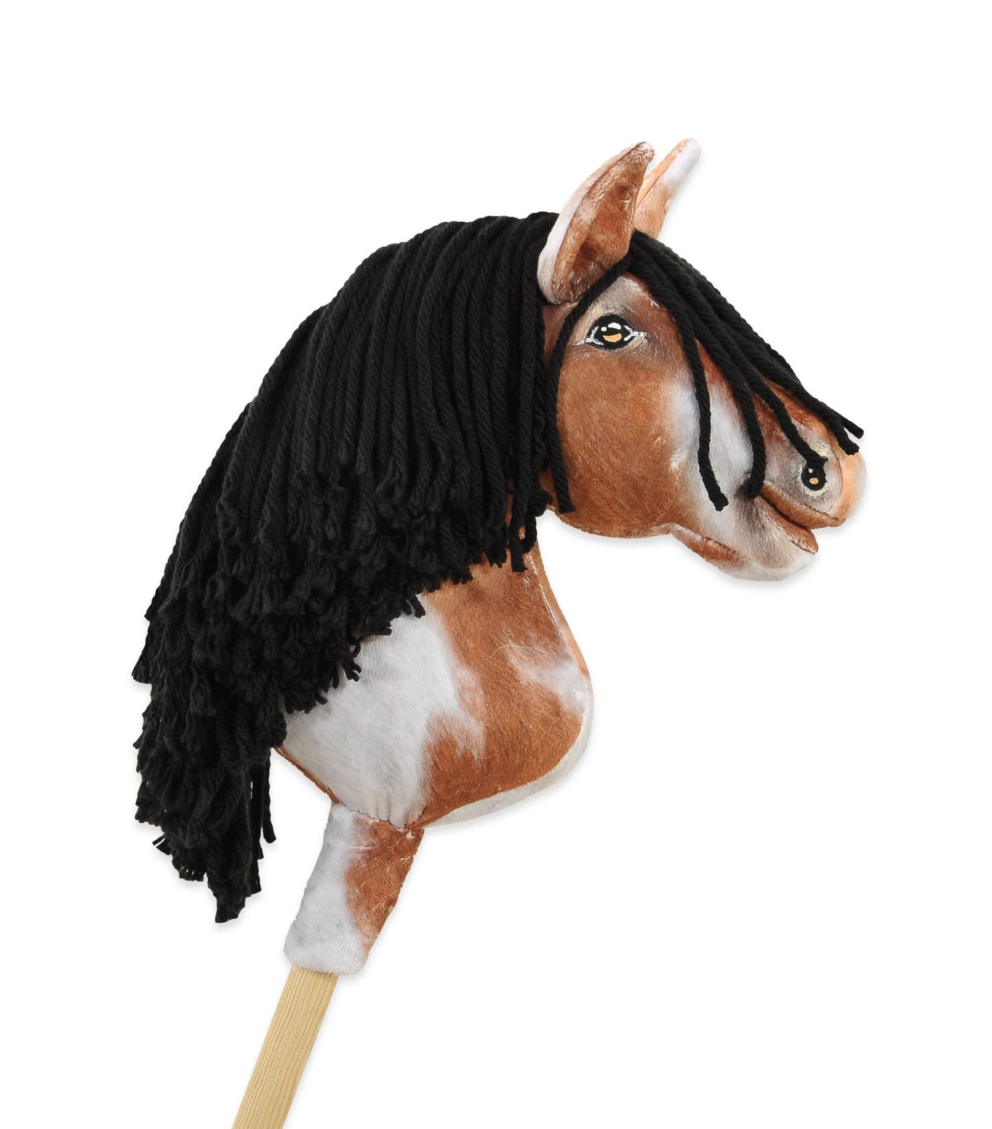 Hobby Horse Średni koń na kiju Premium srokaty tobiano z czarną grzywą A4