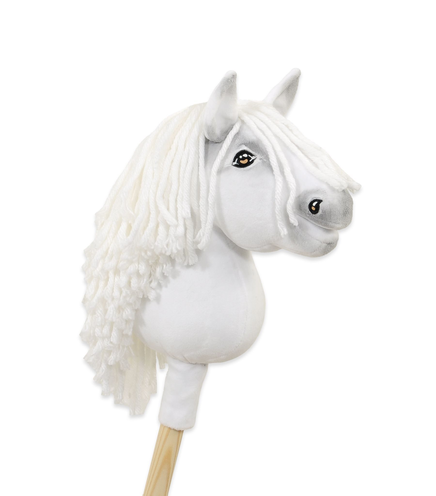 Hobby Horse Mały koń na kiju Premium biały z biała grzywą A5