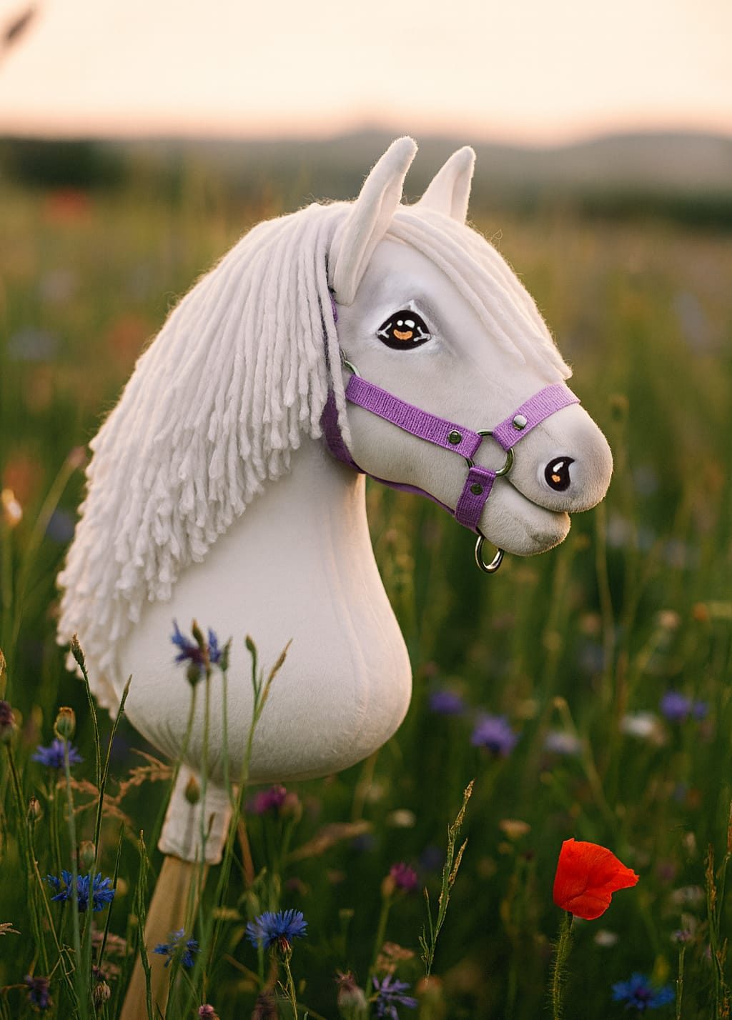 Hobby Horse Duży koń na kiju Premium - biały A3