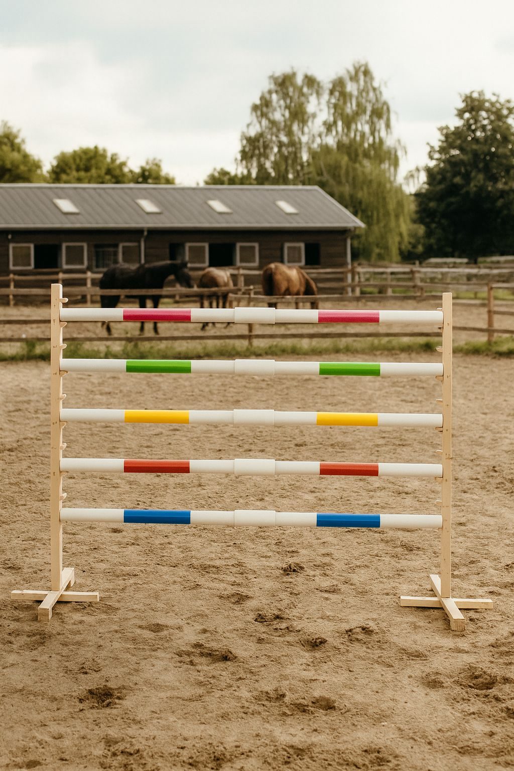 Przeszkoda skokowa do Hobby Horse 160cm, h-120 cm, belka niebieska