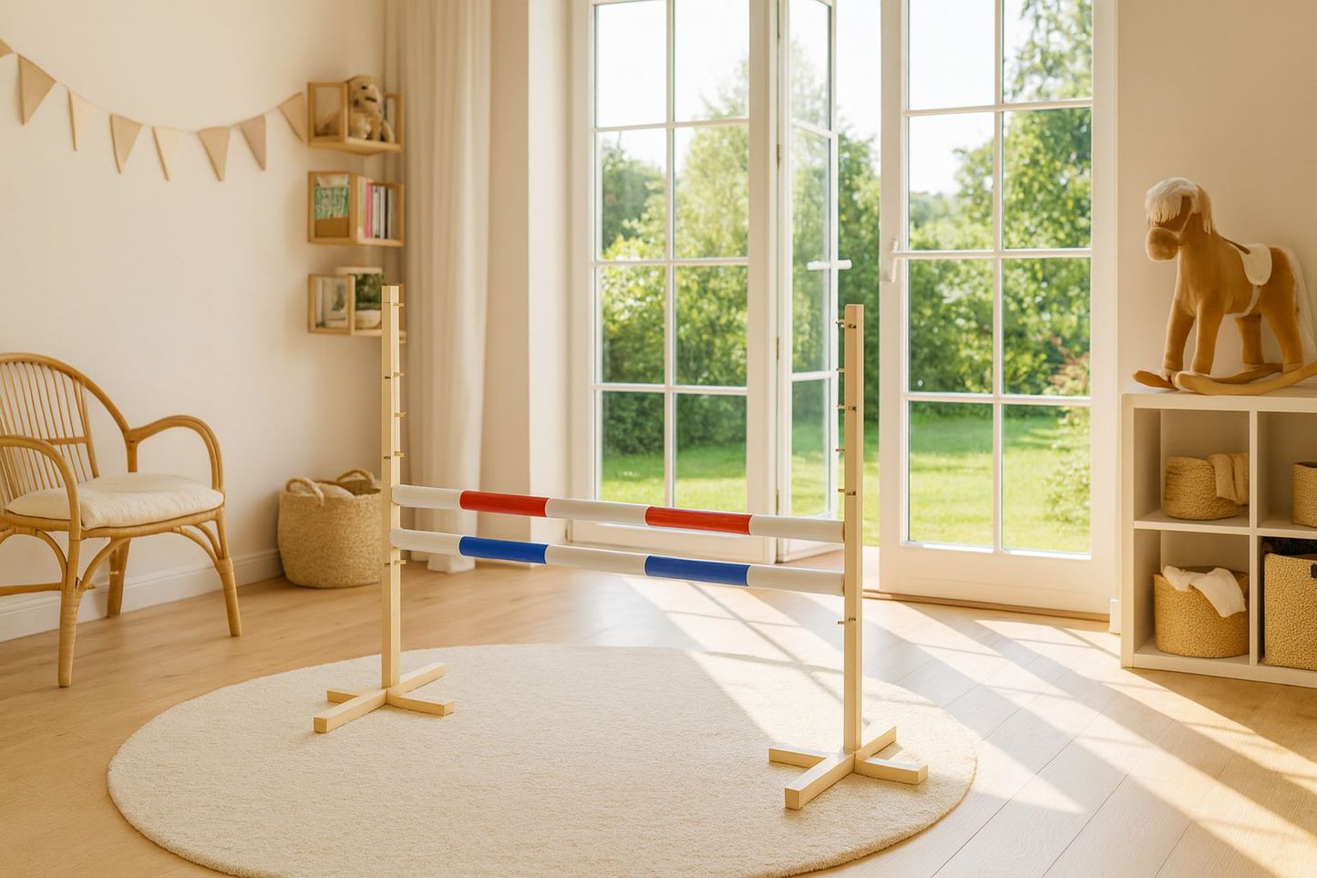 Przeszkoda skokowa do Hobby Horse 120cm, dwie belki - czerwona i niebieska