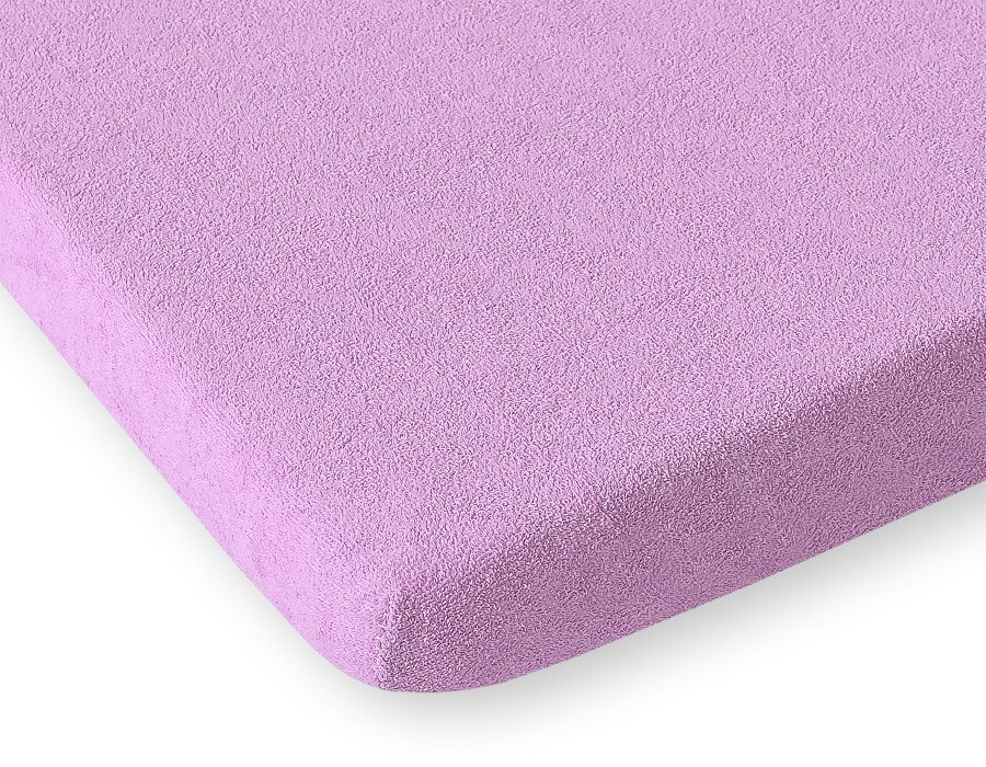 Prześcieradło frotte z gumką do łóżeczka 120x60cm - fioletowe