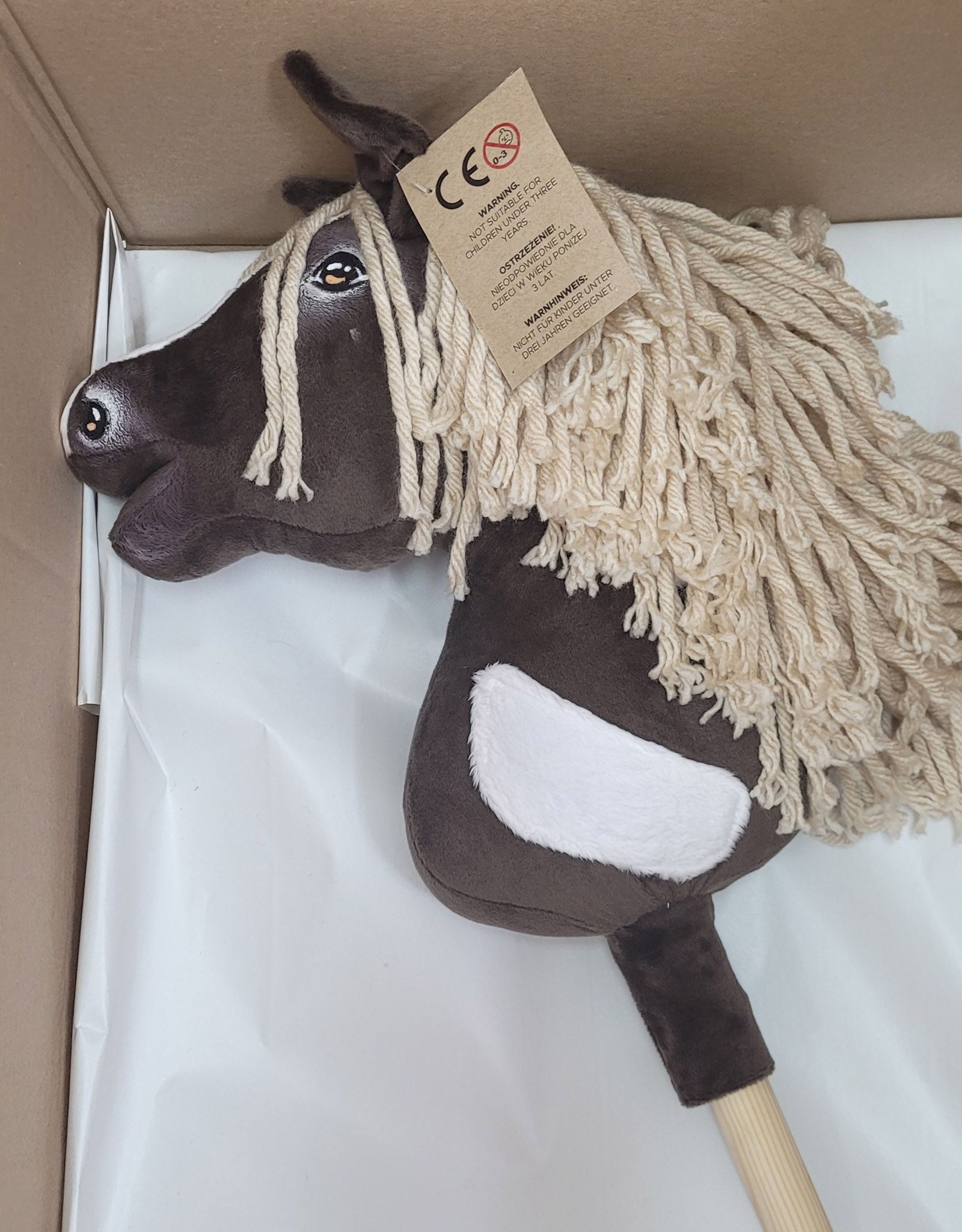 Hobby Horse Średni koń na kiju Premium ciemnobrązowy western ciemnogniady z jasną grzywą A4