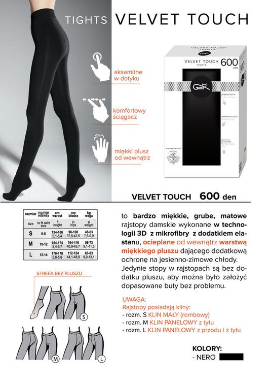 GATTA VELVET TOUCH 600 DEN - RAJSTOPY DAMSKIE